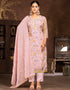 stylish pink organza designer party wear salwar suit with pink santoon 13630-acy3882 Front View