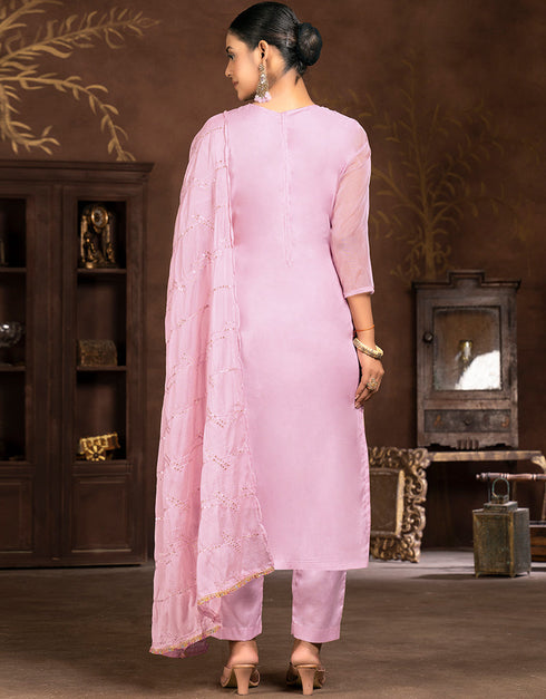 chic peach organza designer party wear salwar suit with peach santoon 13630-acy3883 Close-up View