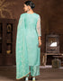 trendy blue organza designer party wear salwar suit with blue santoon 13630-acy3884 Close-up View