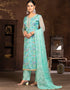 trendy blue organza designer party wear salwar suit with blue santoon 13630-acy3884 Back View