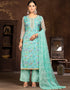 trendy blue organza designer party wear salwar suit with blue santoon 13630-acy3884 Front View