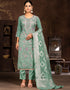 modern green organza designer party wear salwar suit with green santoon 13630-acy3888 Front View