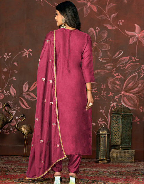 classy pink organza designer party wear salwar suit with pink santoon 13630-acy3892 Close-up View