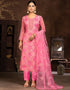 trendy pink organza designer party wear salwar suit with pink santoon 13631-acy3895 Front View
