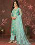 fashionable blue organza designer party wear salwar suit with blue santoon 13631-acy3897 Back View