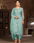 sleek blue organza designer party wear salwar suit with blue santoon 13631-acy3898 Front View