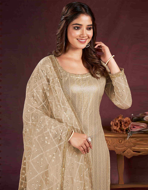 classy beige butterfly net designer party wear salwar suit with beige american crepe 13632-acy3912 Close-up View