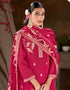 fashionable pink viscose designer party wear readymade salwar suit with pink gadwal silk 13636-acy3934 Back View