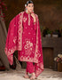 fashionable pink viscose designer party wear readymade salwar suit with pink gadwal silk 13636-acy3934 Front View