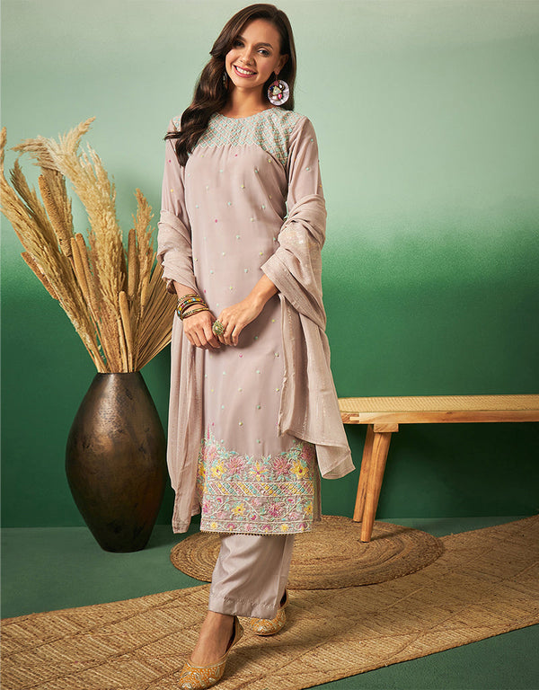 contemporary light brown georgette trendy designer party wear salwar suit with light brown georgette 13641-acy3964 Front View