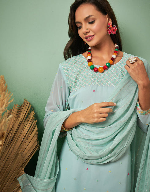 classy sky blue georgette trendy designer party wear salwar suit with sky blue georgette 13641-acy3965 Back View