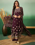 stylish wine georgette trendy designer party wear salwar suit with wine georgette 13641-acy3966 Front View