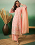 chic peach georgette trendy designer party wear salwar suit with peach georgette 13641-acy3967 Front View