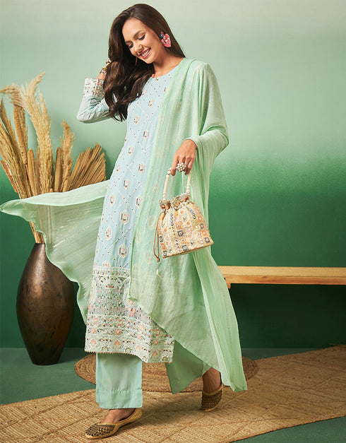 trendy sea green georgette trendy designer party wear salwar suit with sea green georgette 13641-acy3968 Front View