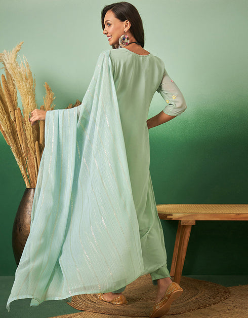 glamorous aqua blue georgette trendy designer party wear salwar suit with aqua blue georgette 13641-acy3974 Close-up View