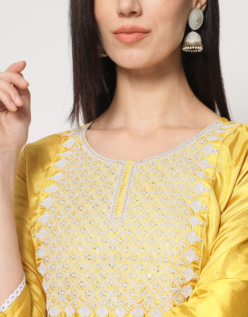 sophisticated lemon south silk designer party wear readymade salwar suit with lemon south silk 13645-acy3993 Back View
