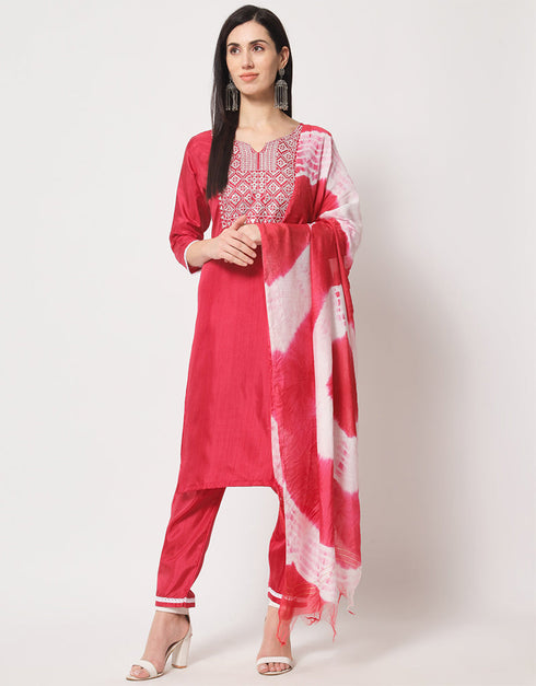 glamorous pink south silk designer party wear readymade salwar suit with pink south silk 13645-acy3994 Front View