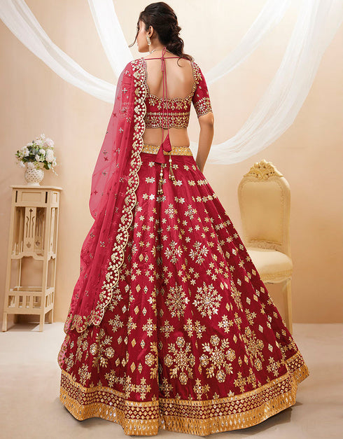 stylish red art silk designer party wear lehenga choli with red art silk 13651-acy4017 Close-up View