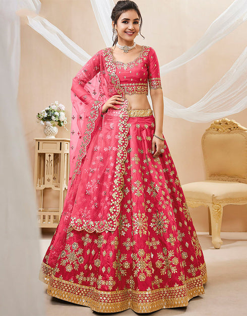 elegant pink art silk designer party wear lehenga choli with pink art silk 13651-acy4020 Front View