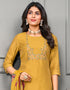 trendy yellow cotton silk designer party wear readymade salwar suit with yellow chanderi 13656-acy4056 Close-up View