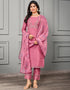 elegant pink cotton silk designer party wear readymade salwar suit with pink chanderi 13656-acy4057 Front View