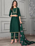fashionable green cotton silk designer party wear readymade salwar suit with green chanderi 13656-acy4058 Front View