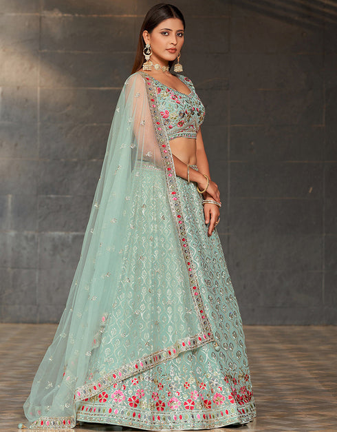 modern sky blue georgette designer party wear lehenga choli with sky blue georgette 13658-acy4064 Front View