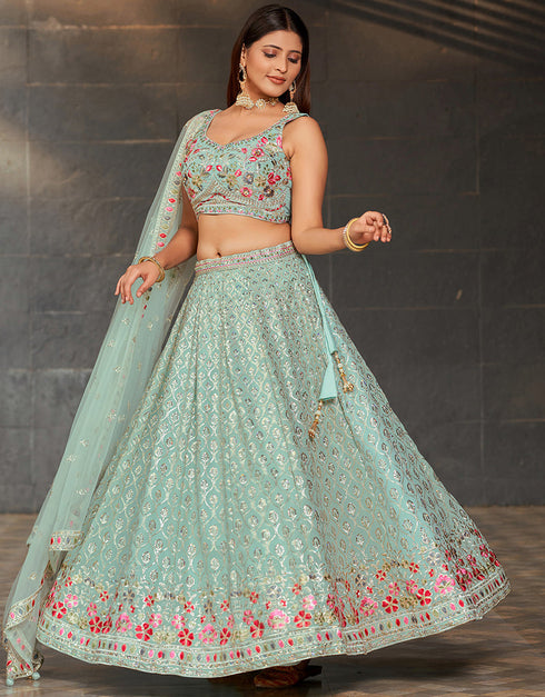 modern sky blue georgette designer party wear lehenga choli with sky blue georgette 13658-acy4064 Front View