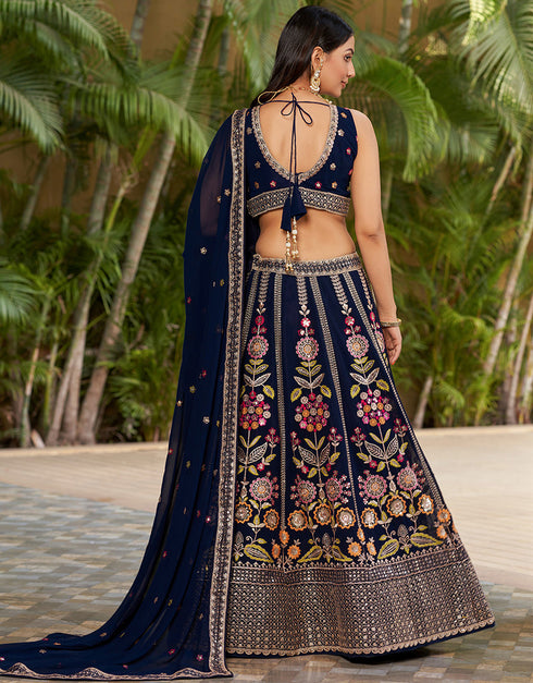 sophisticated nevy blue georgette designer party wear lehenga choli with nevy blue georgette 13658-acy4065 Close-up View