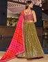 glamorous pink georgette designer party wear lehenga choli with olive georgette 13658-acy4066 Close-up View