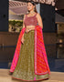glamorous pink georgette designer party wear lehenga choli with olive georgette 13658-acy4066 Front View