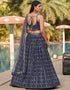 classy grey georgette designer party wear lehenga choli with grey georgette 13658-acy4068 Close-up View
