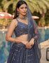 classy grey georgette designer party wear lehenga choli with grey georgette 13658-acy4068 Back View