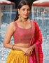chic pink georgette designer party wear lehenga choli with yellow georgette 13658-acy4070 Back View