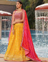 chic pink georgette designer party wear lehenga choli with yellow georgette 13658-acy4070 Front View