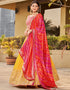 fashionable pink art silk designer party wear lehenga choli with yellow georgette 13658-acy4073 Back View