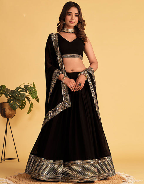 sophisticated black georgette designer party wear lehenga choli with black georgette 13659-acy4076 Close-up View