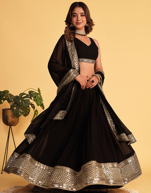 sophisticated black georgette designer party wear lehenga choli with black georgette 13659-acy4076 Front View