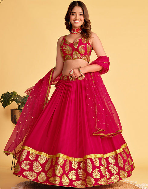 glamorous pink georgette designer party wear lehenga choli with pink georgette 13659-acy4077 Close-up View