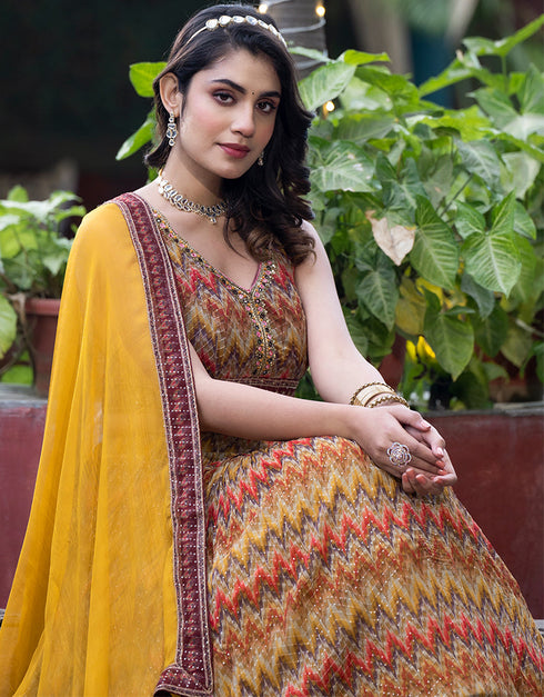 sleek multy chinon designer party wear readymade lehenga choli with multy chinon 13664-acy4103 Close-up View