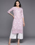 classy floral printed cotton attrective designer party wear readymade long kurti with lavender 13635-acy4118 Front View