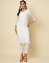 contemporary thread chikankari embroidery work georgette trendy designer party wear readymade long kurti collection with white 13670-acy4143 Front View