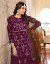 chic wine faux georgette heavy designer wedding wear salwar suit with wine dull santoon 13671-acy4148 Back View