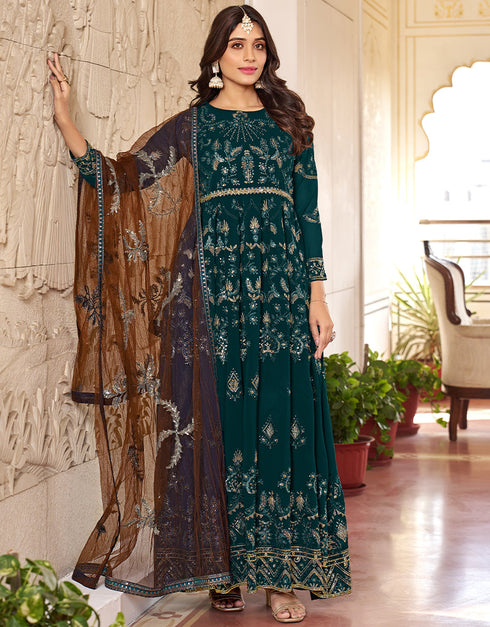 trendy rama faux georgette heavy designer wedding wear salwar suit with rama dull santoon 13671-acy4149 Front View