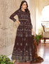 elegant coffee faux georgette heavy designer wedding wear salwar suit with coffee dull santoon 13671-acy4150 Front View
