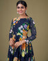 chic blue faux georgette trendy designer party wear salwar suit with blue santoon 13677-acy4183 Back View