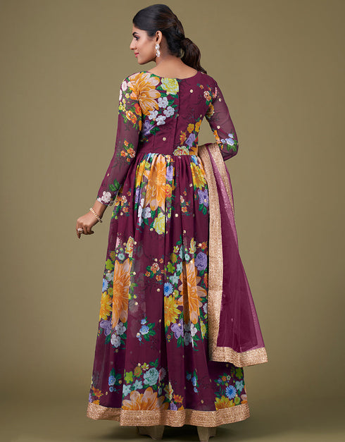 elegant wine faux georgette trendy designer party wear salwar suit with wine santoon 13677-acy4185 Close-up View
