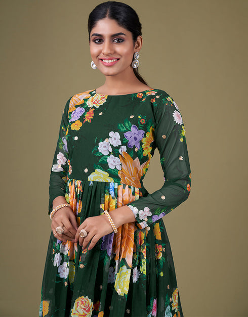 fashionable green faux georgette trendy designer party wear salwar suit with green santoon 13677-acy4186 Back View