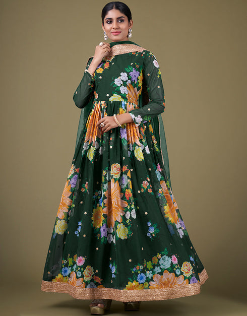 fashionable green faux georgette trendy designer party wear salwar suit with green santoon 13677-acy4186 Front View