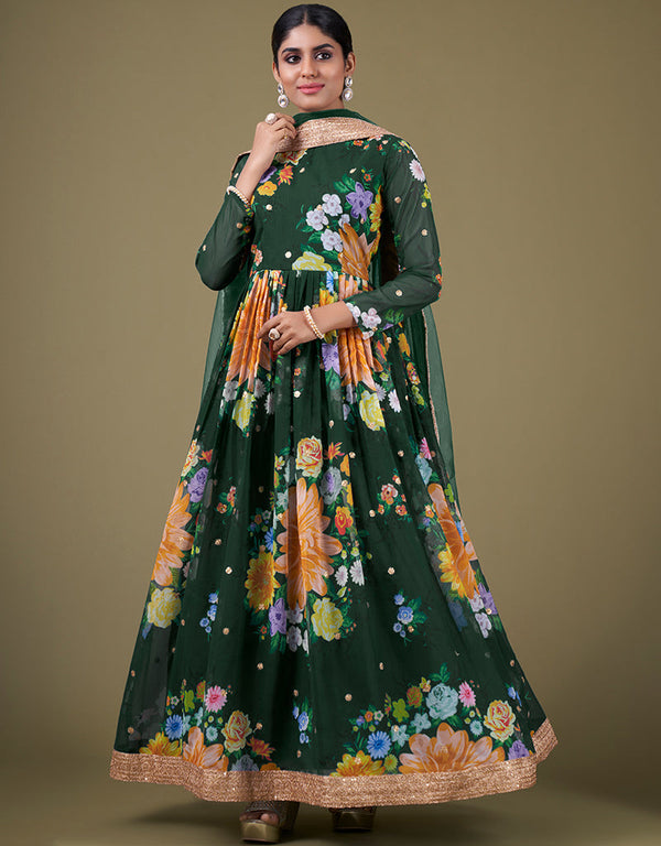 fashionable green faux georgette trendy designer party wear salwar suit with green santoon 13677-acy4186 Front View